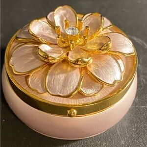 Joan Rivers Shimmering Pink and Gold-tone Flower Trinket Box with Earrings